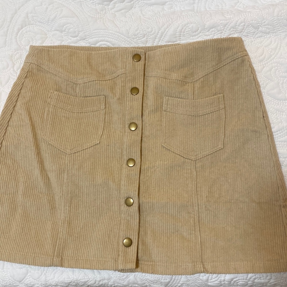 Pink Lily Falling Through Time Skirt Beige
